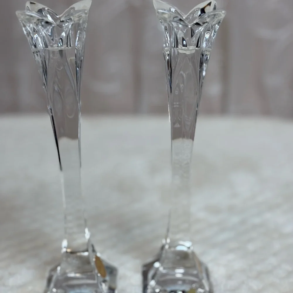 Elegant Crystal Candle Holders Bleikristall 24% Lead Crystal Candlesticks (2)